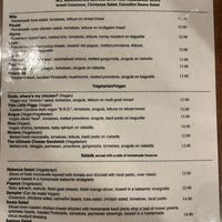 Menu on 11.28.22  at Sosta Cafe in Raleigh