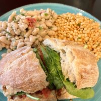 Rizo sandwich, cannellini beans, couscous  at Sosta Cafe in Raleigh