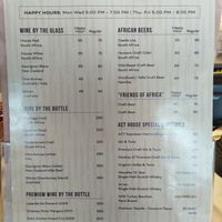 Menu at Africa Coffee & Tea in Hong Kong Island