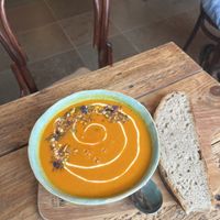 Soup with sourdough bread  at Terpager & Co in Ribe