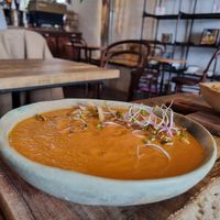 Fresh homemade soup with fresh veggies......amazing! at Terpager & Co in Ribe