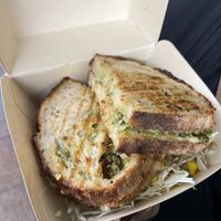 grilled Sandwich with Pesto and kimchi  at Terpager & Co in Ribe