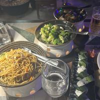 Veg chow mein, garlic broccoli, Szechuan eggplant  at Chloe's Chinese Restaurant in Paphos