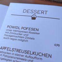 Desserts (the first one is labeled "can be made vegan") at Gasthaus Siriuskogl in Bad Ischl