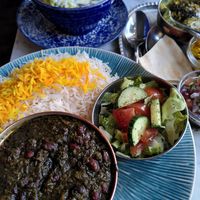 Vegan Ghormehsabzi (Herb stew) at Sima Deli in Stockholm