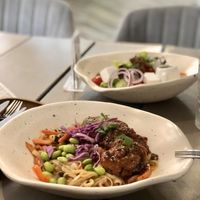 Pasta , feta salad  at Kozy Eats  in Riga