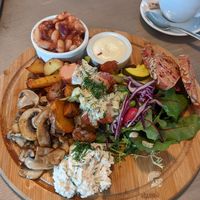 Breakfast with fried mushrooms at Kozy Eats  in Riga