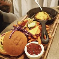 Beyond burger (the presentation!) at Kozy Eats  in Riga