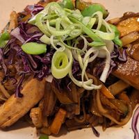 Smoked tofu noodles at Kozy Eats  in Riga