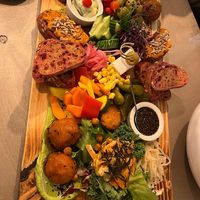 Starters plate, nice for a couple. The lemon pasta with vegan parmezan wasn't photographed, but was excellent. at Kozy Eats  in Riga