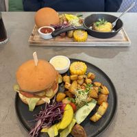No chicken burger and beyond meat burger   at Kozy Eats  in Riga
