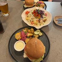 No chicken burger with loaded chips  at Kozy Eats  in Riga