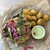 Topless burger at Kozy Eats  in Riga