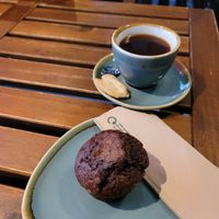 Vegan chocolate muffin at Transfair in Berlin