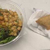 Chickpea Chana Salad and Samosas  at Bombay (Wraps) Eats - Loop in Chicago
