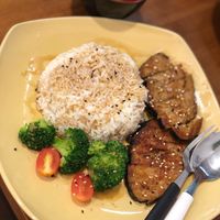 Teriyaki cod fish with rice at SoFood 尚素 in Northeast Singapore