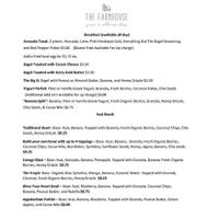 Breakfast menu at Kitchen Table Games & Bistro - The Farmhouse in West Jefferson