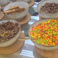 some of the available toppings (of which 4 are vegan) at Rice Kings Sutlijaš Bar in Belgrade