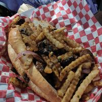Mushroom saltado sandwich – so good! at Rocoto Peruvian Kitchen in Portland