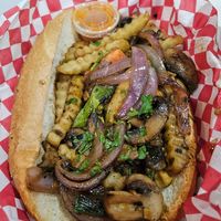 Mushroom saltado sandwich at Rocoto Peruvian Kitchen in Portland
