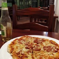 Salame pizza at oValho - Vegan Snack Bar in Porto