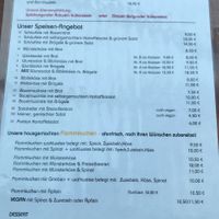 Speisekarte Stand April 2022 at Weingut Vogel in Vogtsburg
