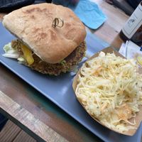 Fitness burger with krautsalat  at Hang Loose Bar in Rosenheim