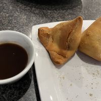 Samosas with tamarin sauce  at Bawarchi in Brandon