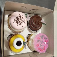 4 of the most popular flavors: Neopolitan, chocolate with chocolate fudge, piña colada, strawberry blueberry at Patty's Cakes and Desserts in Fullerton