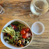 SW bowl with house made ranch! Nice wine too! at Deeply Rooted in Bend