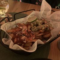 Fries with guacamole and salza  at Pivstro in Plzen