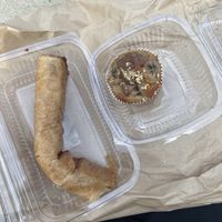 Pastry with cherry filling and a gluten free banana muffin   at Zrno Ra in Belgrade