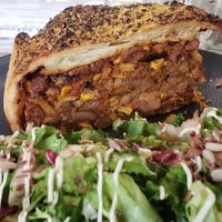 Tourte with textured soy proteins and veggies at Maison Sukoon in Paris