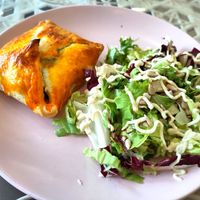 Spinach and dried tomato feuilleté at Maison Sukoon in Paris
