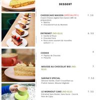 Menu desserts at Maison Sukoon in Paris