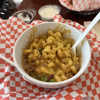 Chili bowl with side of Mac & cheeze added  at Tree Hugger Plant-Based Kitchen in Kansas City