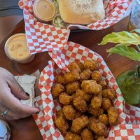 Chick'n Sammy and tots at Tree Hugger Plant-Based Kitchen in Kansas City