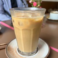 Iced oat milk latte  at Cafe Harepus in Aarhus