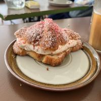 Croissant with cream & a lemon curd filling. So good!  at Cafe Harepus in Aarhus