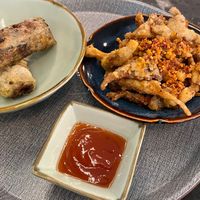 Sides or snacks: spring rolls and oyster mushrooms   at The Kind Bowl - Somerset in Central Singapore