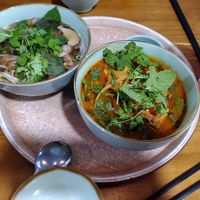 Left Pho, right no crab noodles at The Kind Bowl - Somerset in Central Singapore