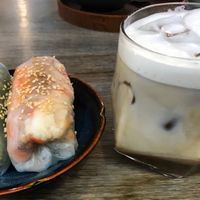 Summer rolls and no-moo iced latte at The Kind Bowl - Somerset in Central Singapore