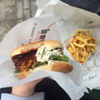 Sweet Pepper Burger with Thai/Herbed ";Mayonnaise";  at Royal Frituur in Bruges