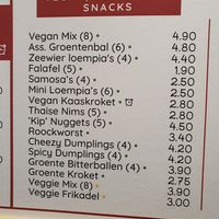vegan optios clearly labeled at Royal Frituur in Bruges