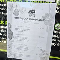 Menu, April 29 2023 at Vegan Hood Chefs in San Francisco
