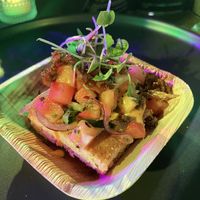 Southern bruschetta  at Vegan Hood Chefs in San Francisco