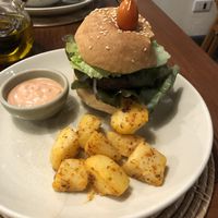 Mushroom burger with potatoes   at Annie in Koh Samui