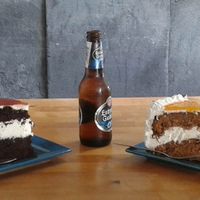 Likely the biggest serving of cake in my life! at Gopal - Vegan Deli in Barcelona