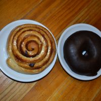 The donut was incredible, I ate 3 of them. The cinnamon roll wasn't great, dry, probably wound't get it again. at Gopal - Vegan Deli in Barcelona