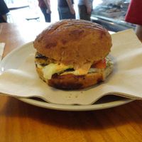 Vegan burger at Gopal - Vegan Deli in Barcelona